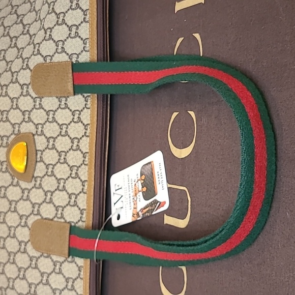 GUCCI PLUS VINTAGE 70'S ZIPPER TOP TOTE/COATED CANVAS/WEB SHERRY/EXCELLENT COND - Picture 15 of 17